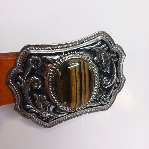 Vintage Western Men's Brown Leather Belt size 44 - Picture 4 of 8